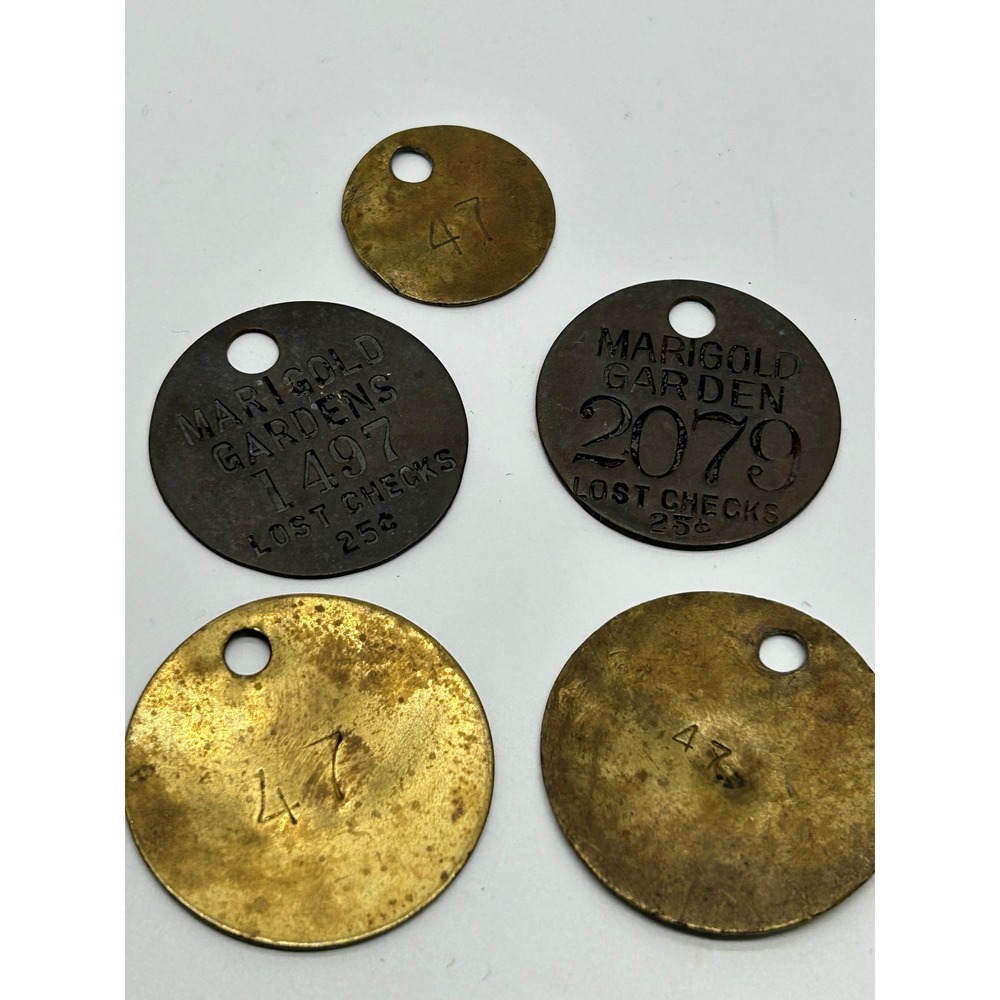 Vintage Lot of 5 Brass Locker‎ Check TAGS 2 from Marigold Gardens